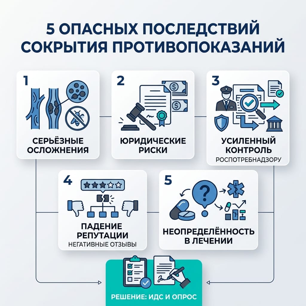 5 опасных последствий сокрытия противопоказаний: реальные риски и ИДС