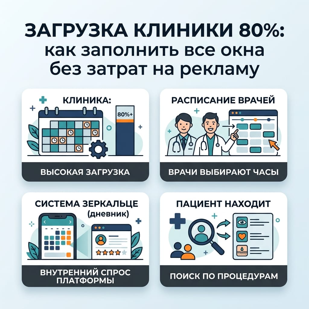 Загрузка клиники 80%: как заполнить все окна без затрат на рекламу