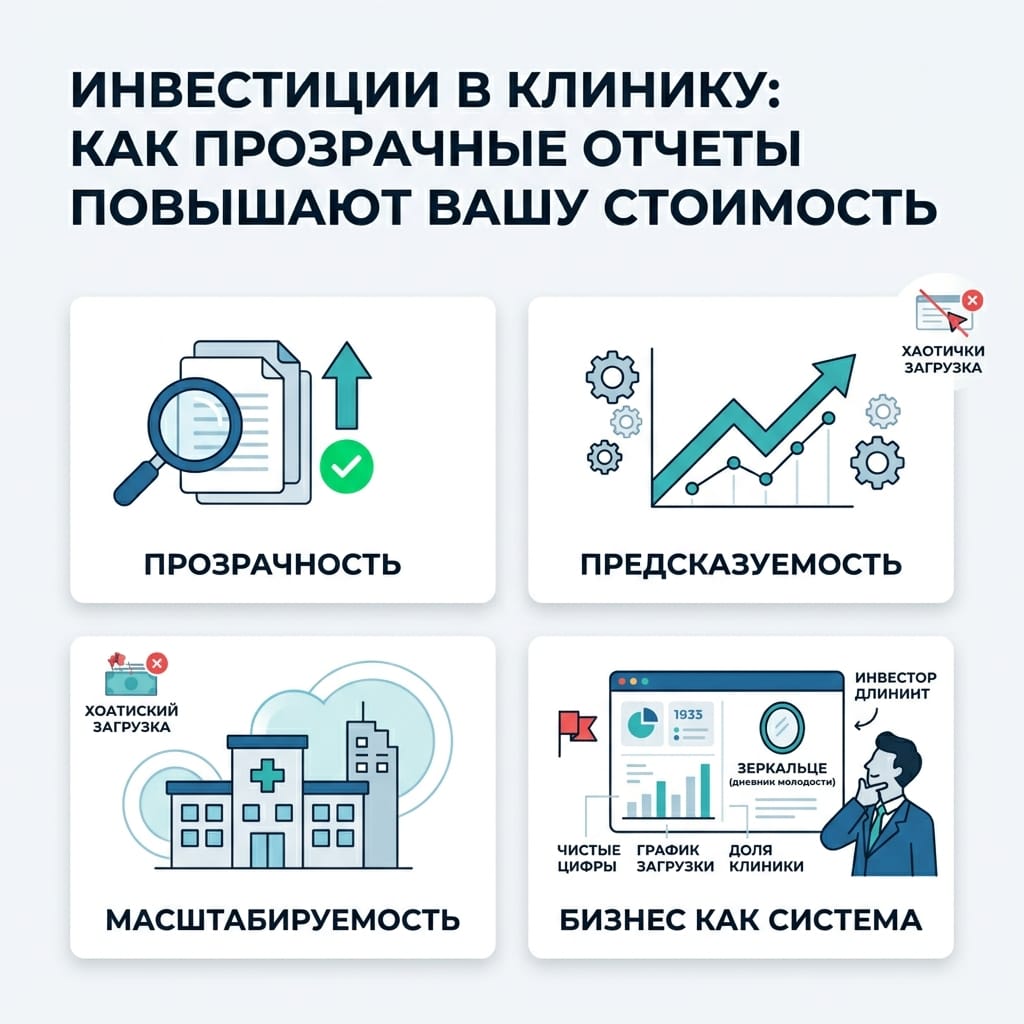 Инвестиции в клинику: как прозрачные отчеты повышают вашу стоимость