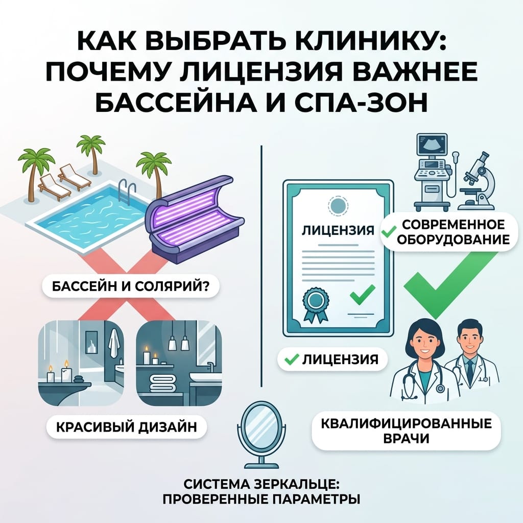 Как выбрать клинику: почему лицензия важнее бассейна и спа-зон
