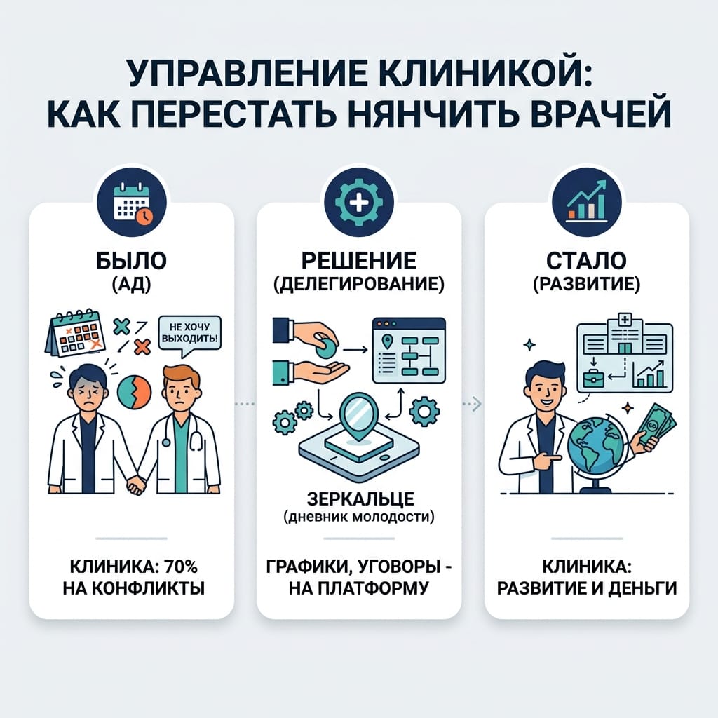 Управление клиникой: как перестать нянчить врачей и делегировать ад