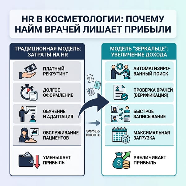 HR в косметологии: почему найм штатных врачей лишает вас прибыли