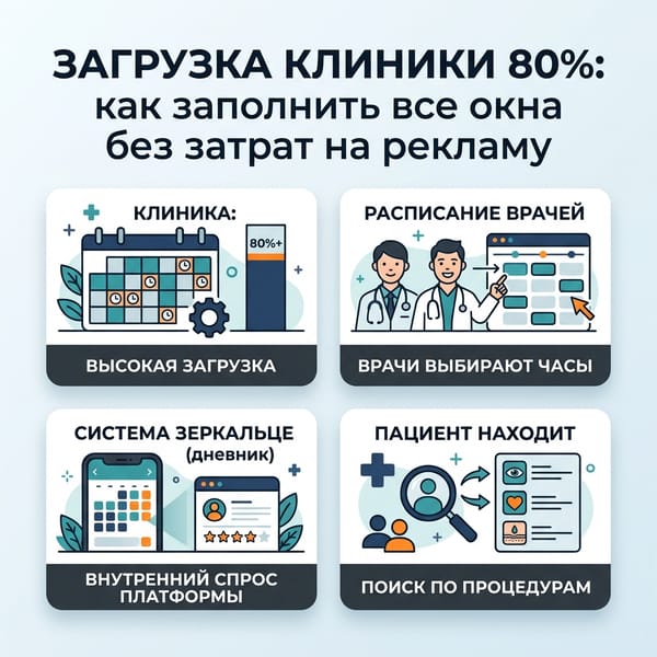 Загрузка клиники 80%: как заполнить все окна без затрат на рекламу