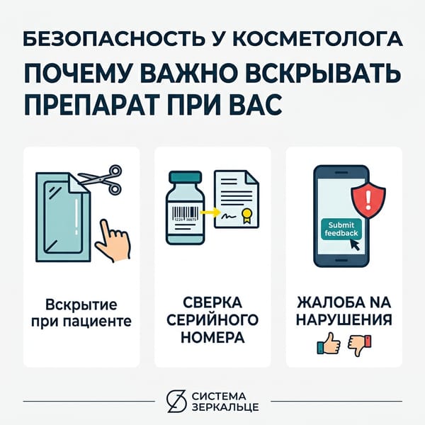 Безопасность у косметолога: почему важно вскрывать препарат при вас
