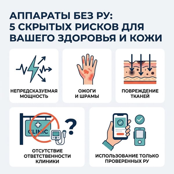 Аппараты без РУ: 5 скрытых рисков для вашего здоровья и кожи